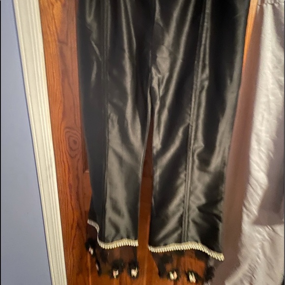 Silk embroidered pearl lace pants formal trouser Large - Picture 3 of 11